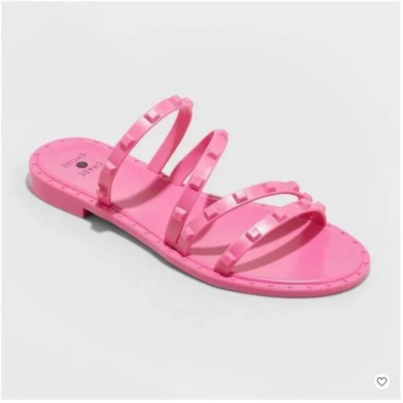 Shade & Shore Sandals Pink Liv Jelly Slide Spring Summer Womens - Picture 1 of 9